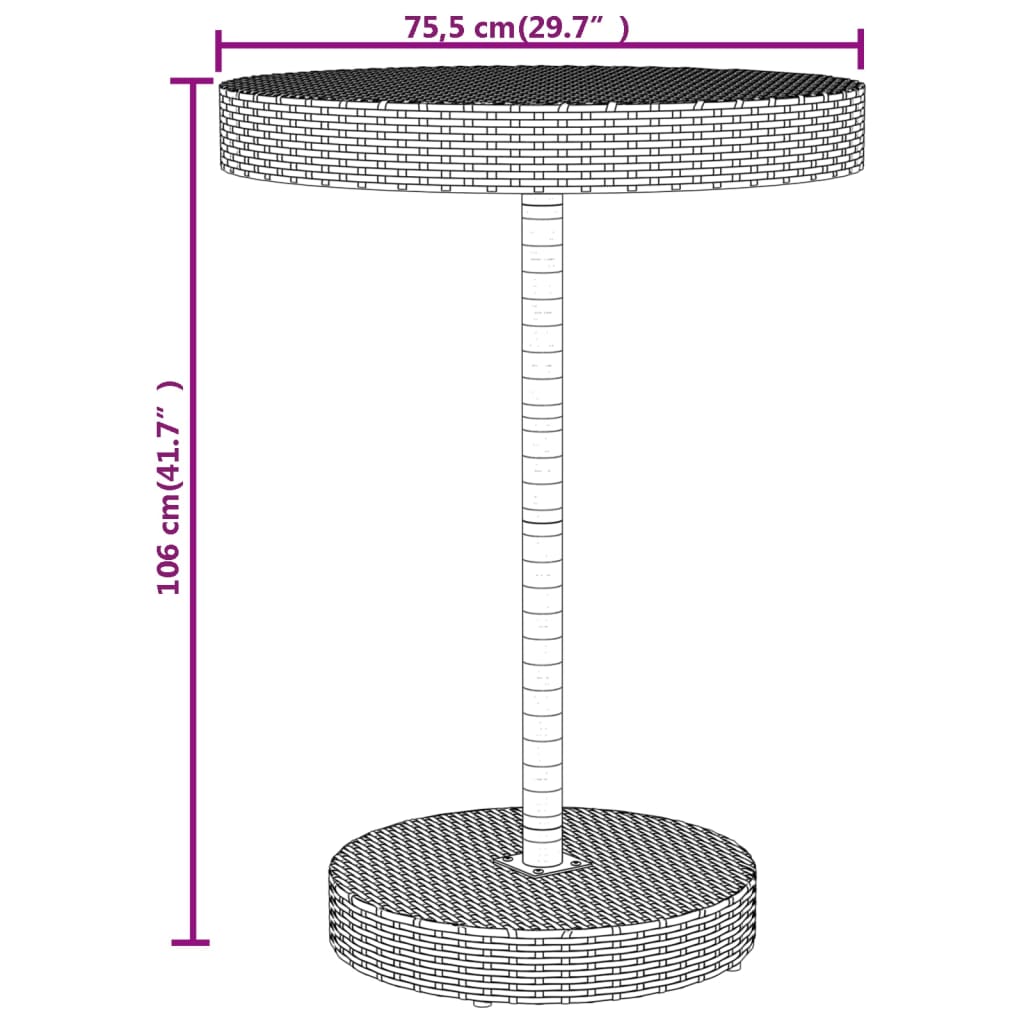 5-delige Tuinbarset poly rattan en massief acaciahout zwart