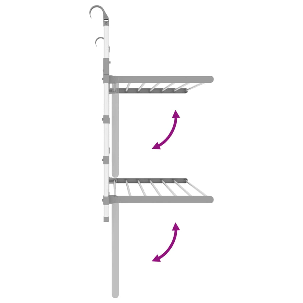 Droogrek voor balkon 89x25x(60-95) cm aluminium