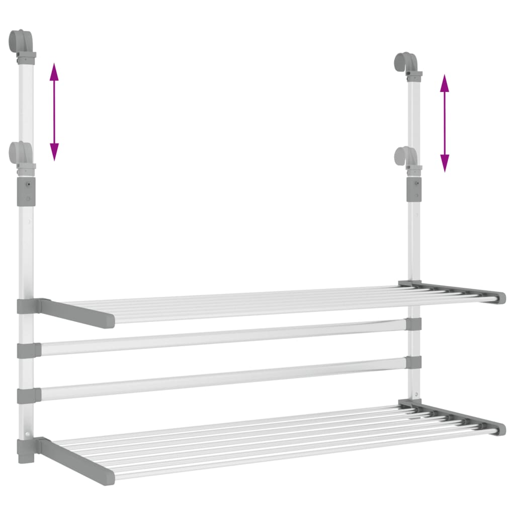 Droogrek voor balkon 89x25x(60-95) cm aluminium