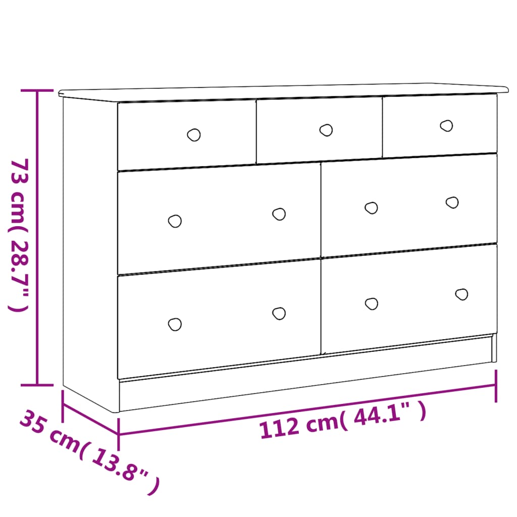 Ladekast Alta 112X35X73 Cm Massief Grenenhout Naturel