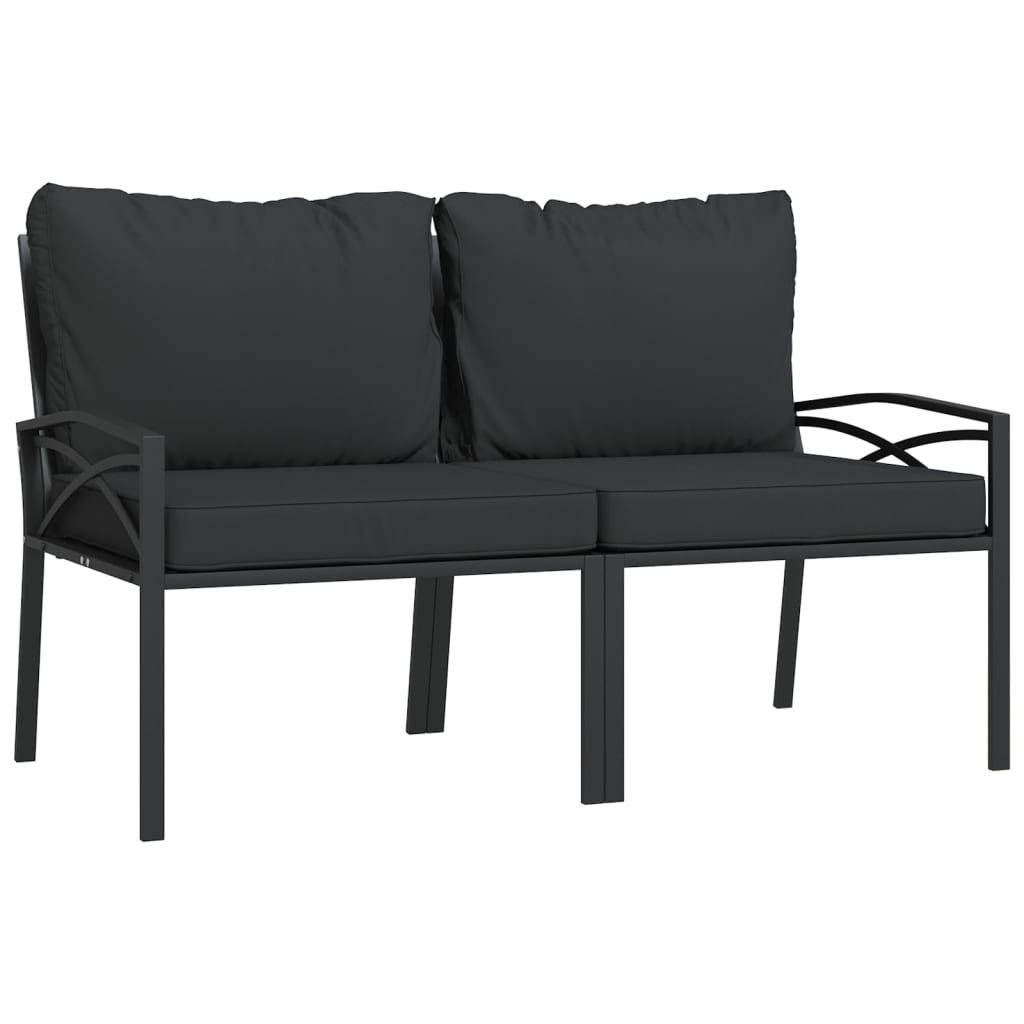 7-Delige Loungeset Met Kussens Staal Grijs 1 4x middle + 2x chair + table