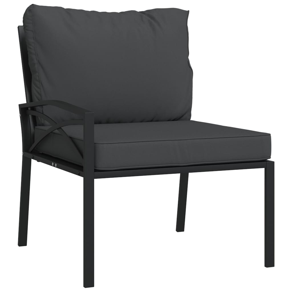 7-Delige Loungeset Met Kussens Staal Grijs 1 4x middle + 2x chair + table