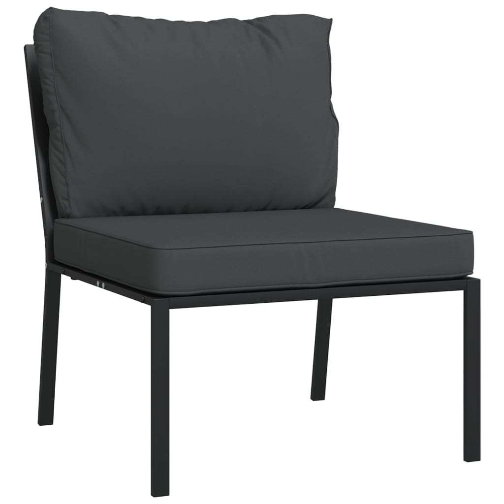 7-Delige Loungeset Met Kussens Staal Grijs 1 4x middle + 2x chair + table