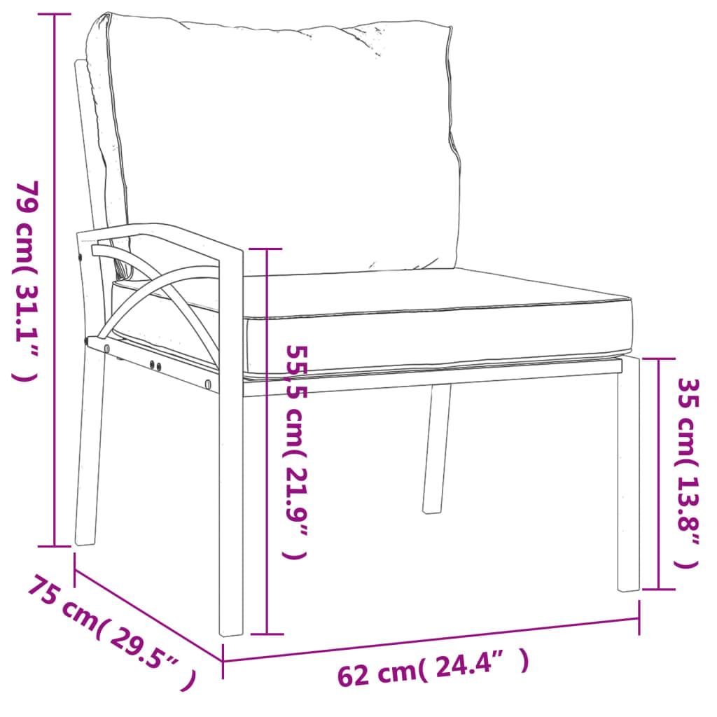 7-Delige Loungeset Met Kussens Staal Grijs 1 4x middle + 2x chair + table