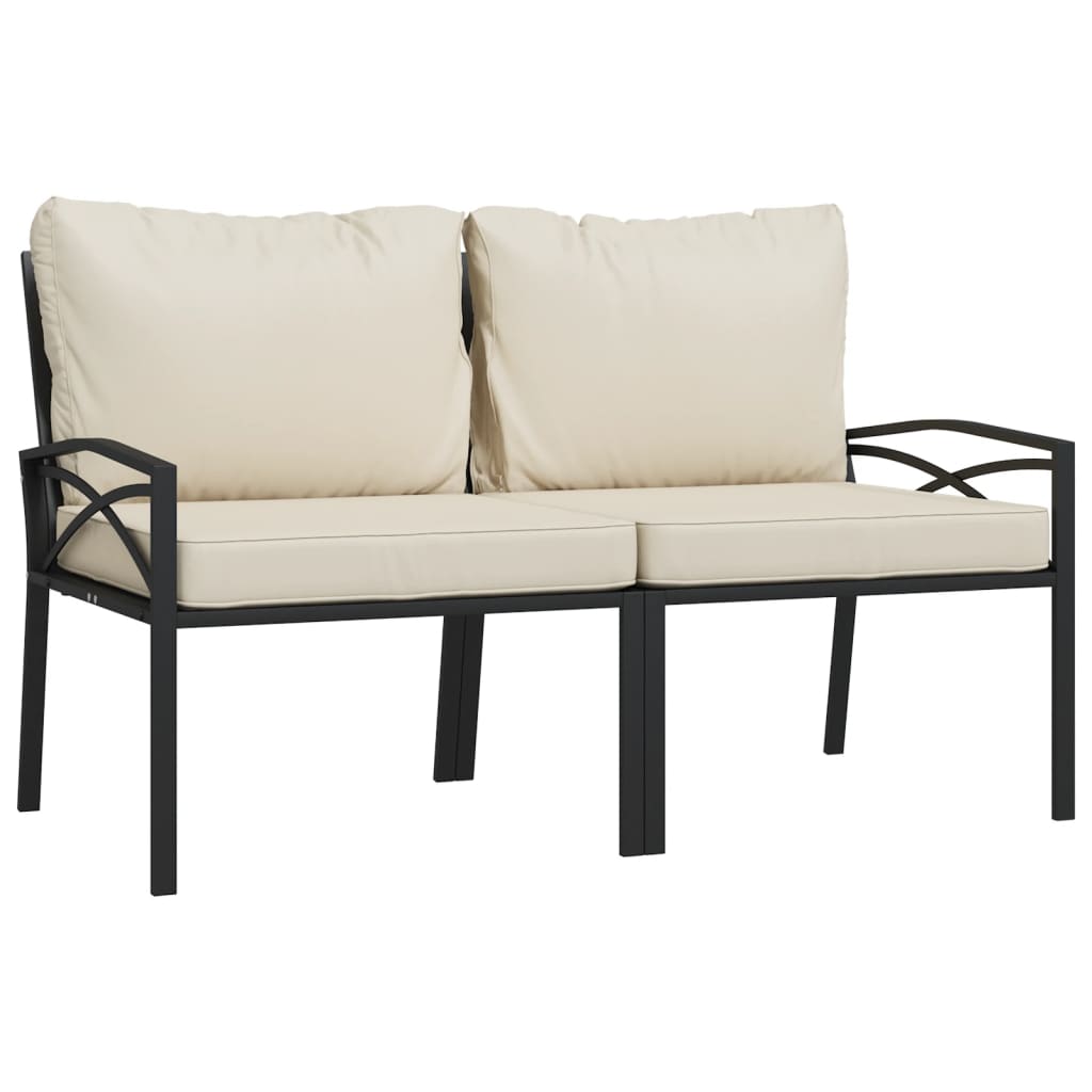 7-Delige Loungeset Met Kussens Staal Zandkleurig 1 2x middle + 2x chair + armchair + 2x footrest