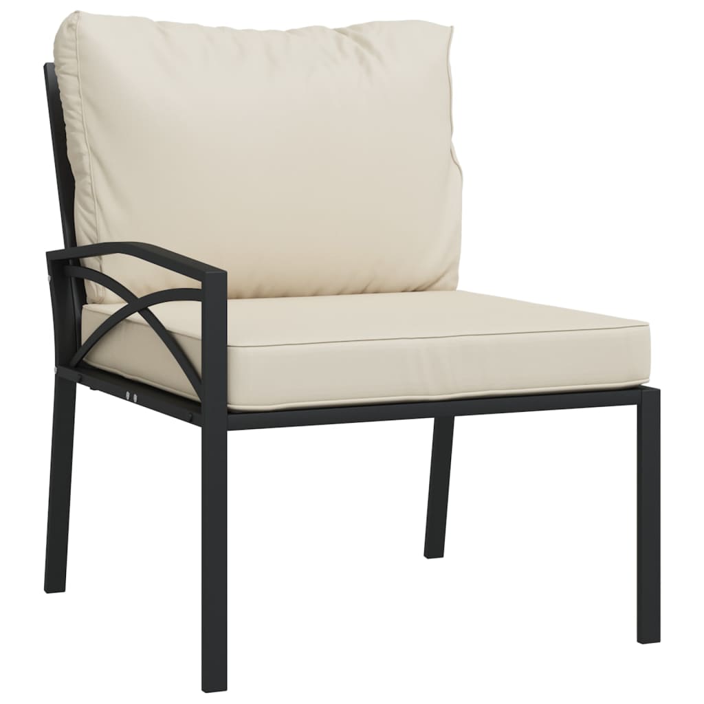 7-Delige Loungeset Met Kussens Staal Zandkleurig 1 2x middle + 2x chair + armchair + 2x footrest