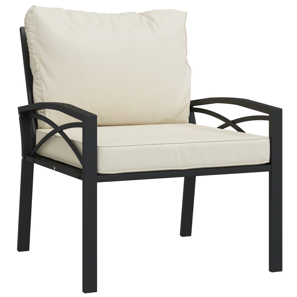 7-Delige Loungeset Met Kussens Staal Zandkleurig 1 2x middle + 2x chair + armchair + 2x footrest