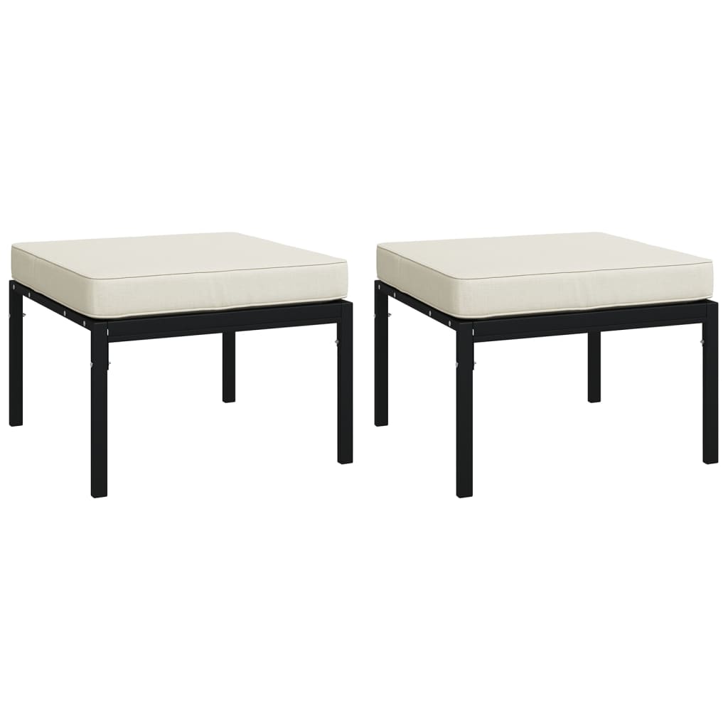 7-Delige Loungeset Met Kussens Staal Zandkleurig 1 2x middle + 2x chair + armchair + 2x footrest