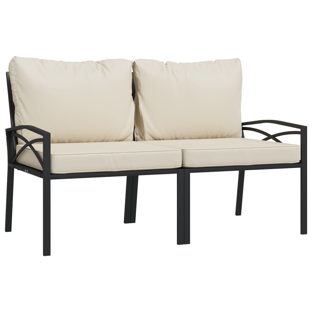7-Delige Loungeset Met Kussens Staal Zandkleurig 1 4x middle + 2x chair + table