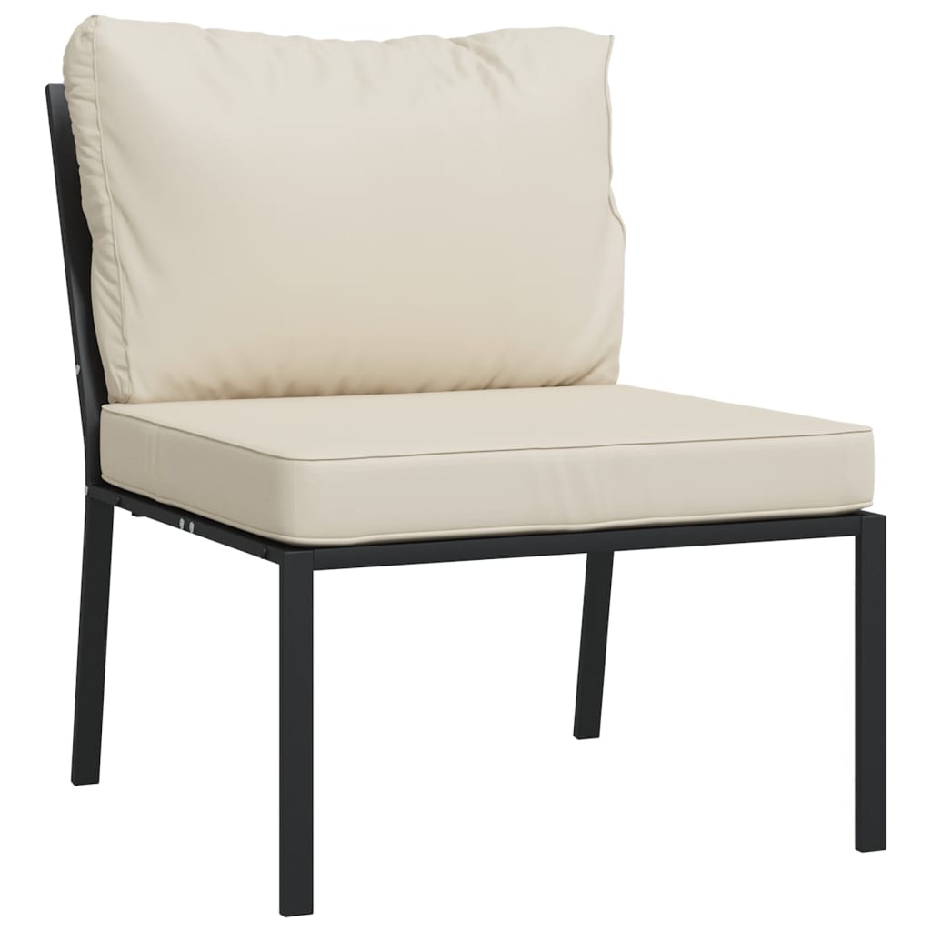 7-Delige Loungeset Met Kussens Staal Zandkleurig 1 4x middle + 2x chair + table