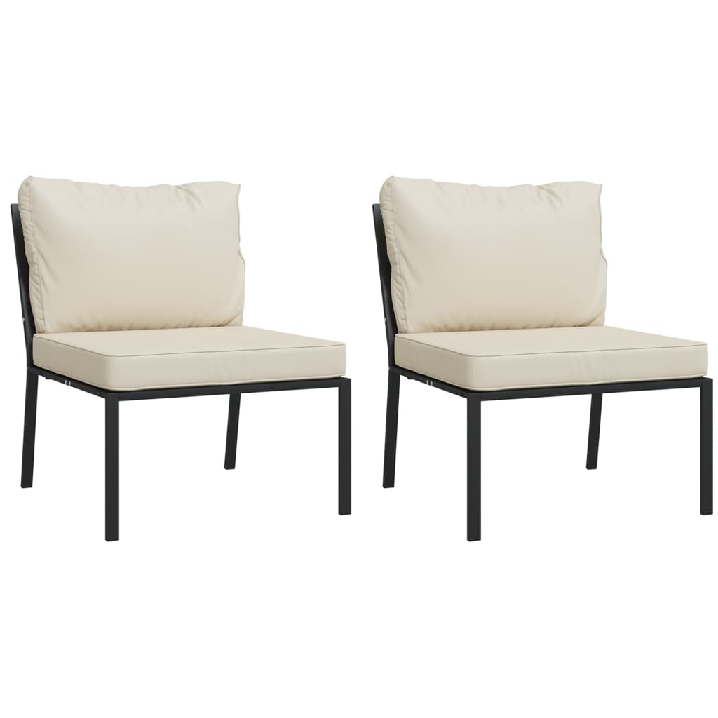 6-Delige Loungeset Met Zandkleurige Kussens Staal 1 corner + 2x middle + 2x chair + table