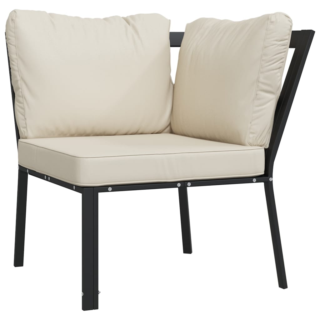 6-Delige Loungeset Met Zandkleurige Kussens Staal 1 corner + 2x middle + 2x chair + table
