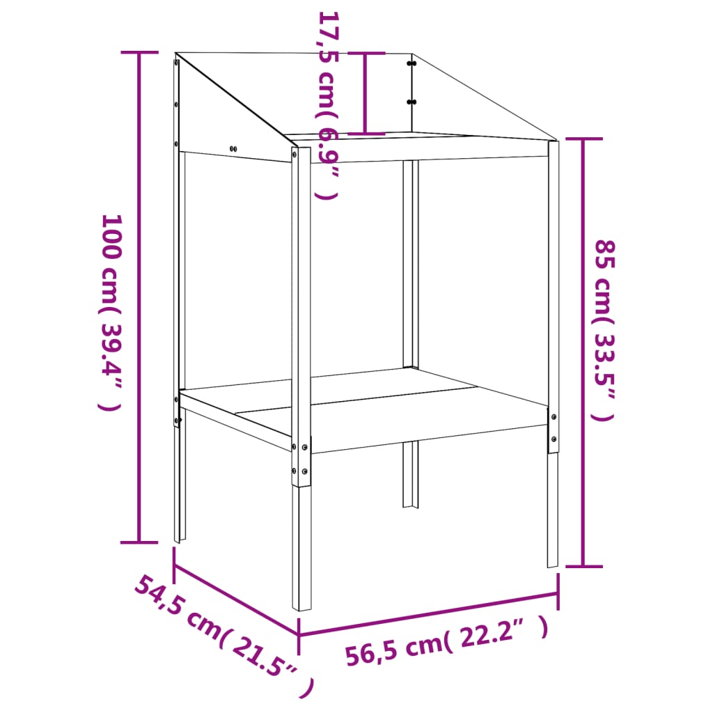 Plantenstandaard 56,5x54,5x100 cm verzinkt staal antracietkleur