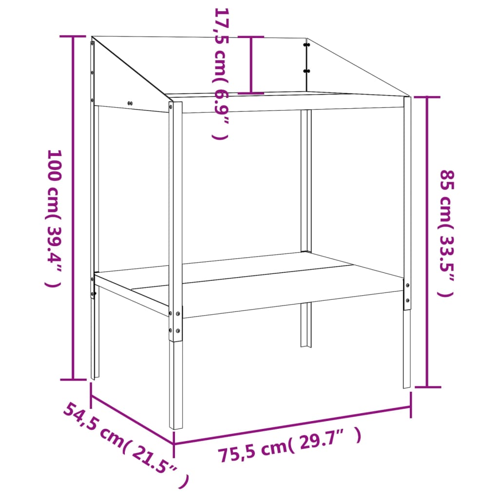 Plantenstandaard 75,5X54,5X100 Cm Verzinkt Staal Antracietkleur 75.5 x 54.5 x 100 cm