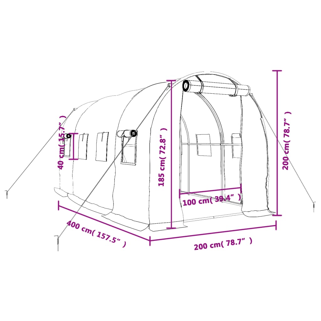 Tuinkas Met Stalen Frame 8 M² 4X2X2 M 1 4 x 2 x 2 m Groen