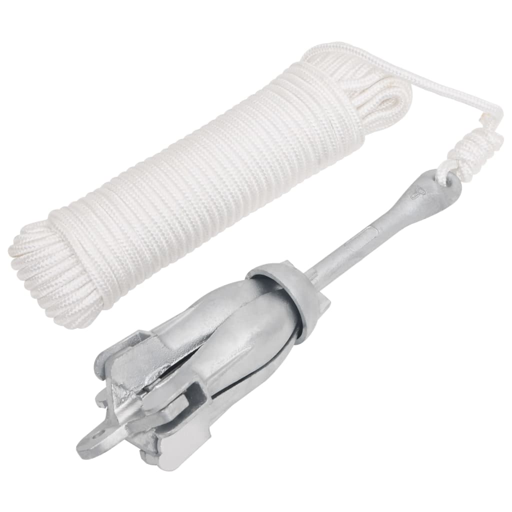 Anker met touw inklapbaar 8 kg thermisch verzinkt gietijzer