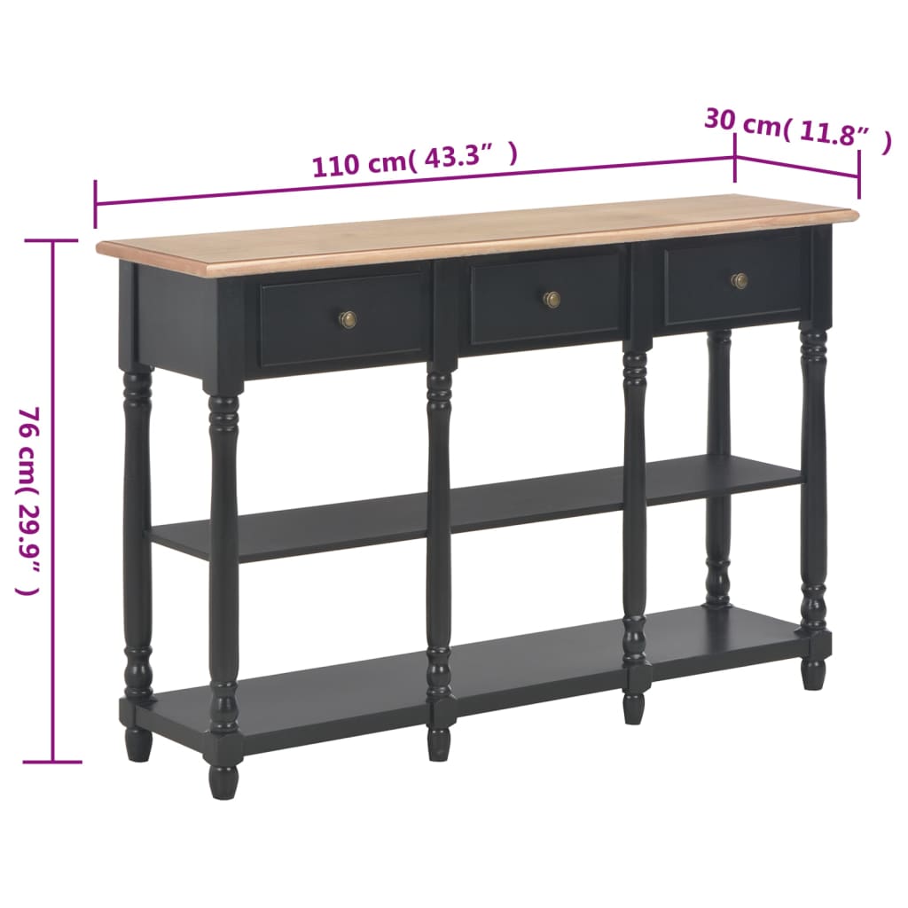 Wandtafel 110x30x76 cm bewerkt hout zwart