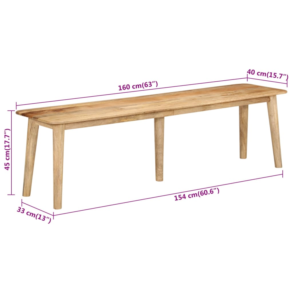 Bankje 160x40x45 cm massief mangohout