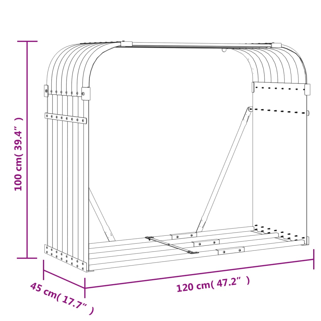 Haardhoutopslag 120X45X100 Cm Gegalvaniseerd Staal Lichtbruin 120 x 45 x 100 cm