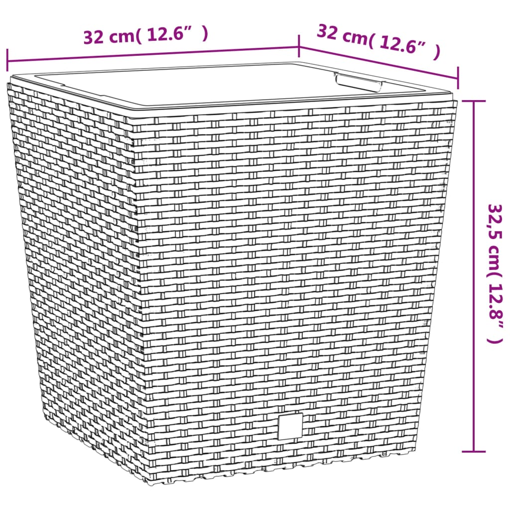 Plantenbak Met Uitneembare Bak Rattan-Look 21/32 L Pp Wit