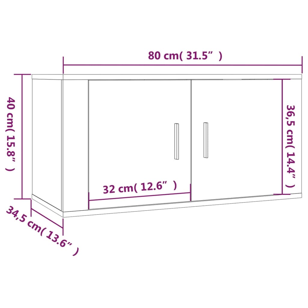 Tv-Wandmeubels 3 St 80X34,5X40 Cm Wit Wit