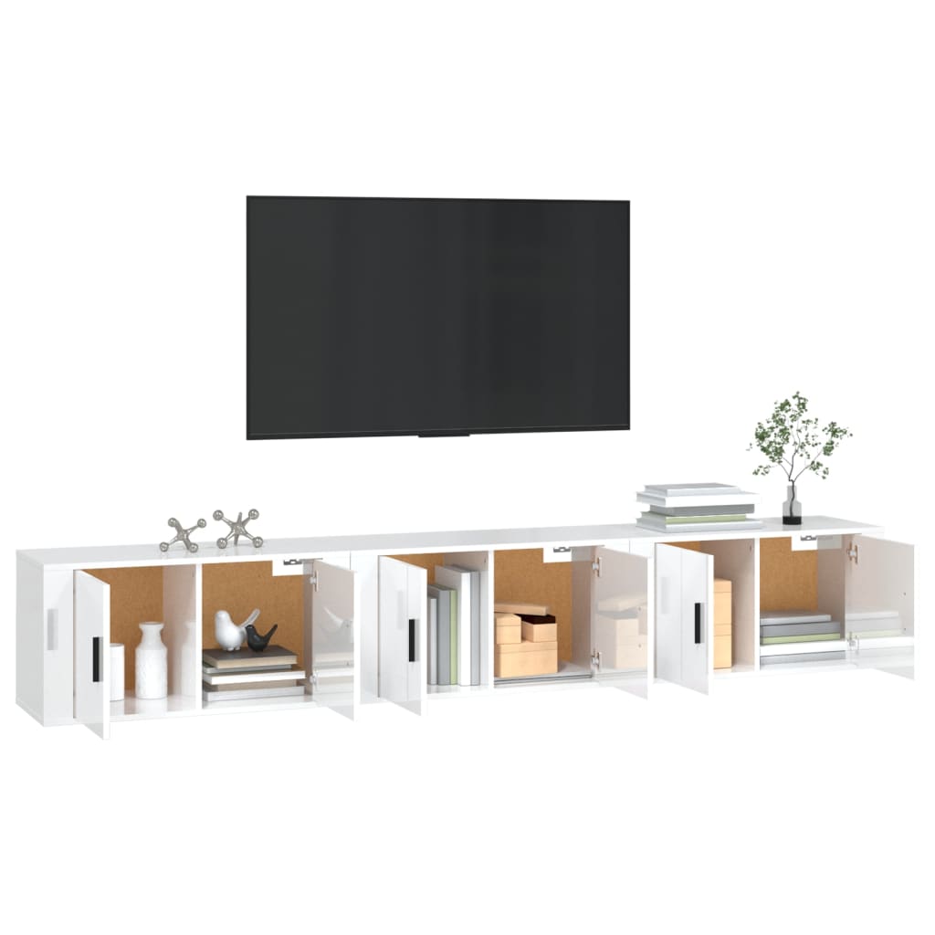 Tv-Wandmeubels 3 St 80X34,5X40 Cm Hoogglans Wit Hoogglans wit