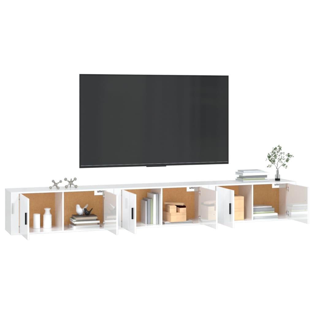 Tv-Wandmeubels 3 St 100X34,5X40 Cm Hoogglans Wit Hoogglans wit