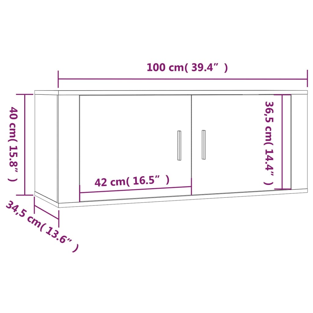 Tv-Wandmeubels 3 St 100X34,5X40 Cm Hoogglans Wit Hoogglans wit