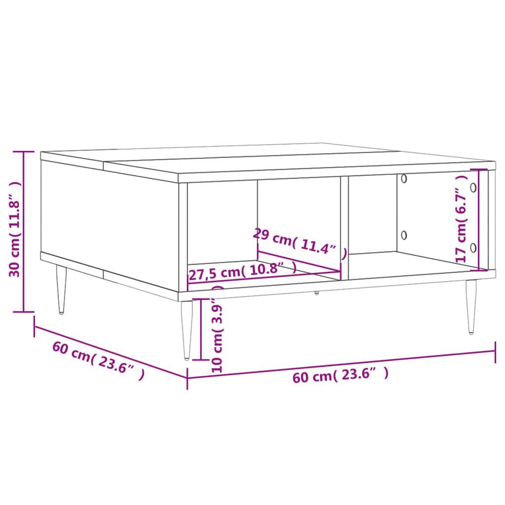 Salontafel 60X60X30 Cm Bewerkt Hout Wit