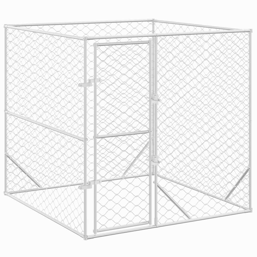 Hondenkennel voor buiten 2x2x2 m gegalvaniseerd staal zilver