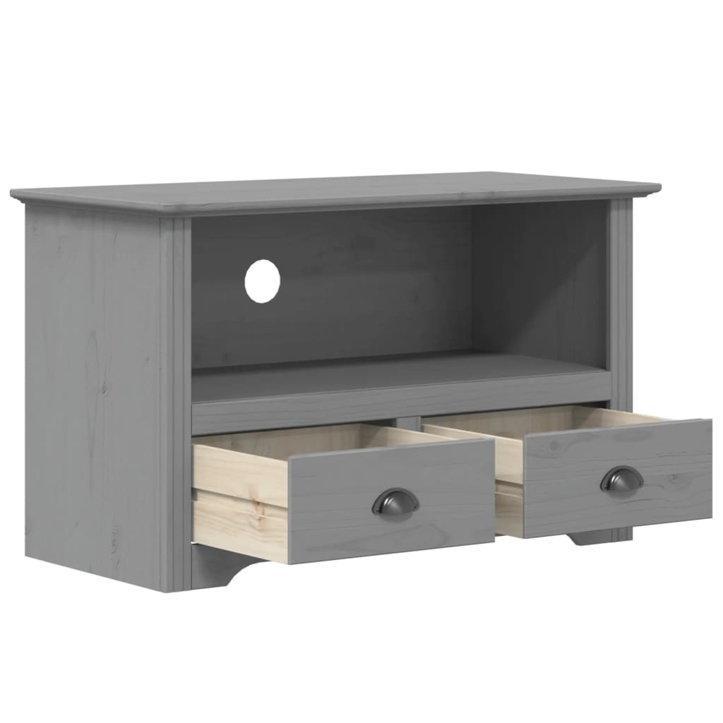 Tv-Meubel Met 2 Lades Bodo 91X43X56 Cm Massief Grenenhout Grijs Grijs