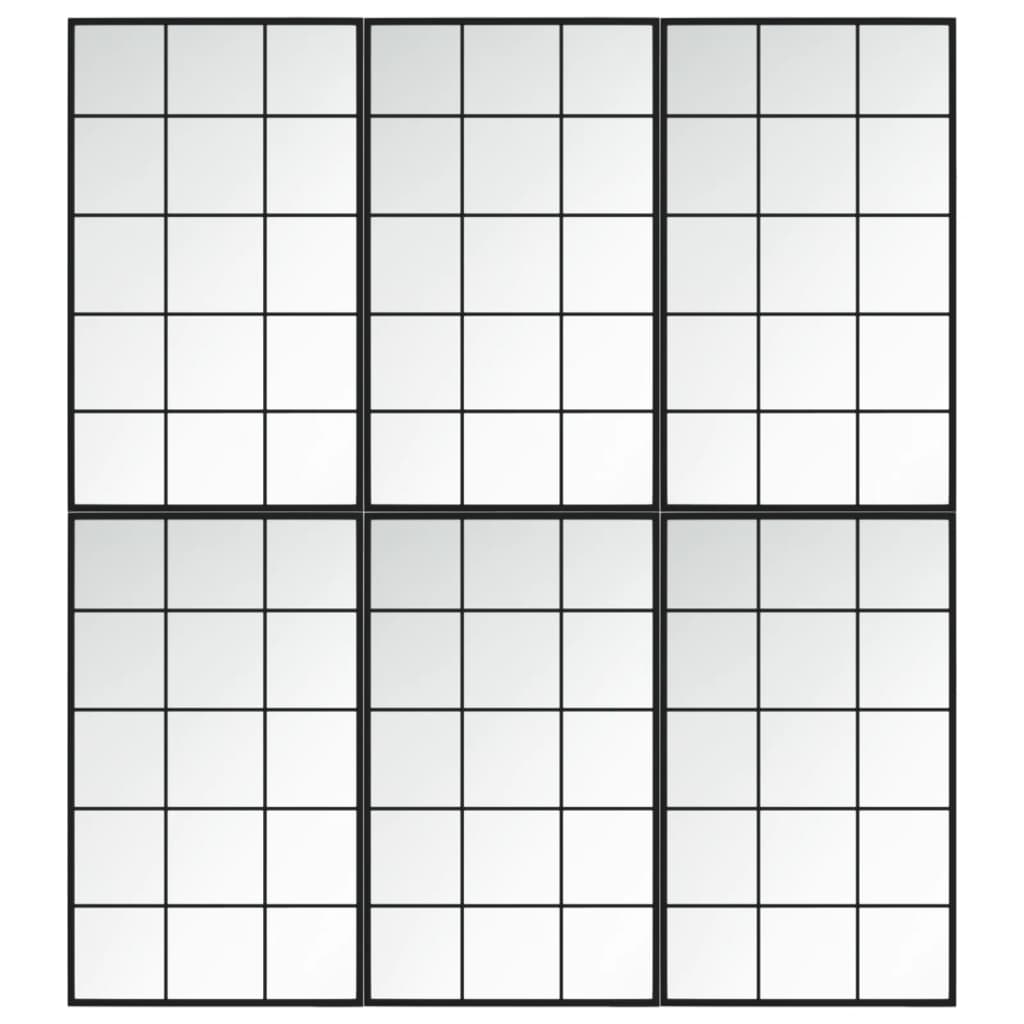 Wandspiegels 6 st 100x60 cm metaal zwart