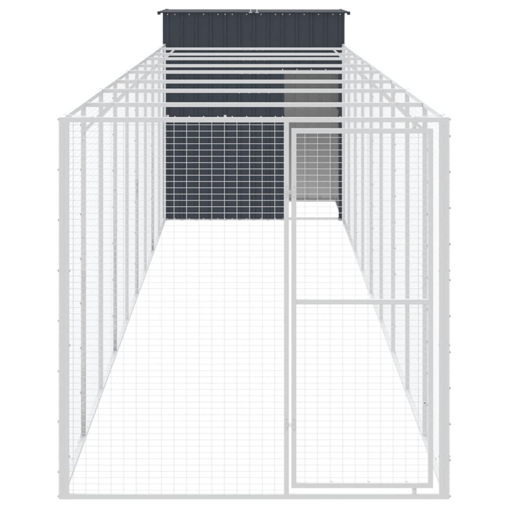 Hondenhok Met Ren 165X1067X181 Cm Staal Antraciet 165 x 1067 x 181 cm