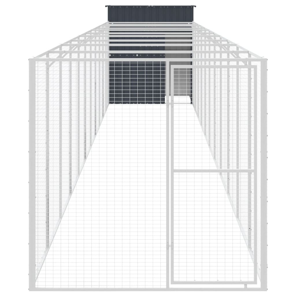 Hondenhok Met Ren 165X1271X181 Cm Staal Antraciet 165 x 1271 x 181 cm