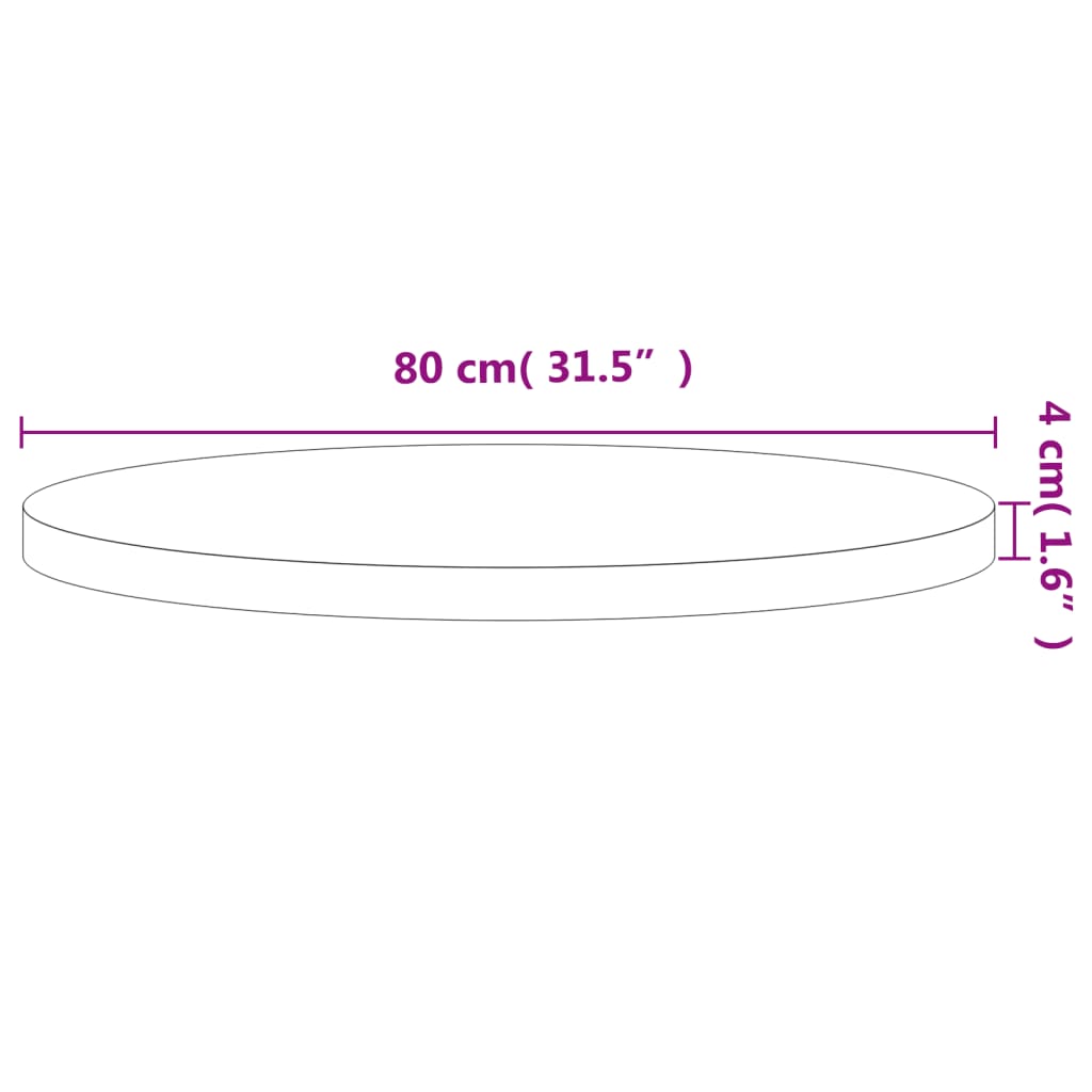 Tafelblad Rond Ø Massief Beukenhout 80 x 4 cm Bruin