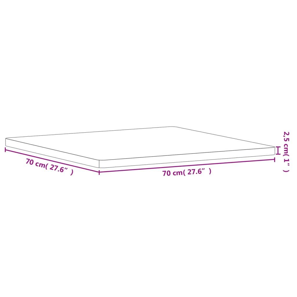 Tafelblad Vierkant 70X70X2,5 Cm Massief Beukenhout 70 x 70 x 2.5 cm Lichtbruin