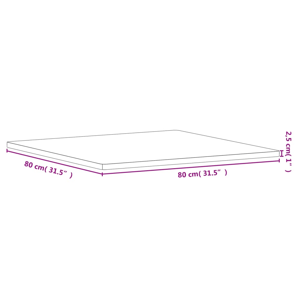 Tafelblad Vierkant 80X80X2,5 Cm Massief Beukenhout 80 x 80 x 2.5 cm Lichtbruin