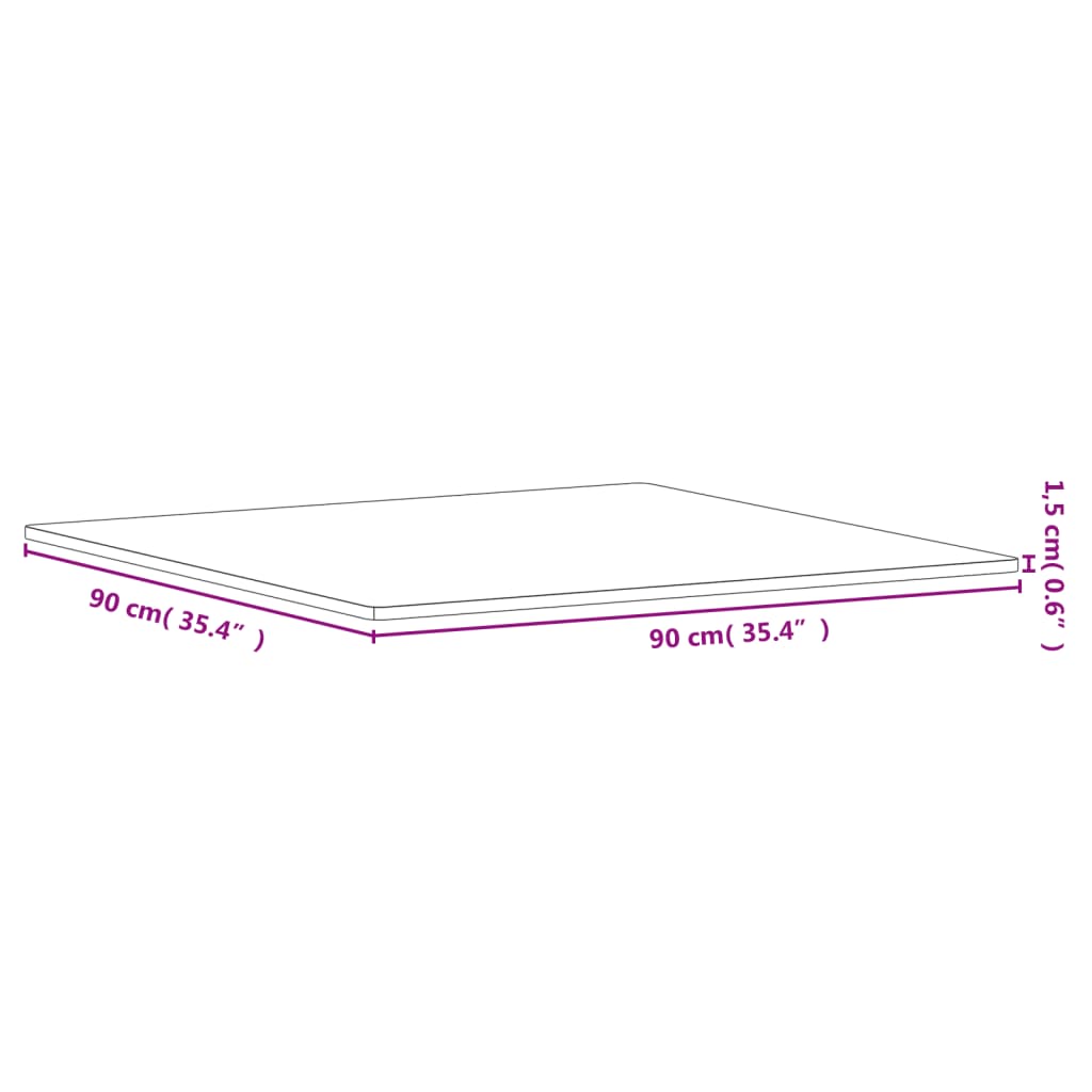 Tafelblad Vierkant 90X90X,5 Cm Massief Beukenhout 90 x 90 x 1.5 cm Bruin