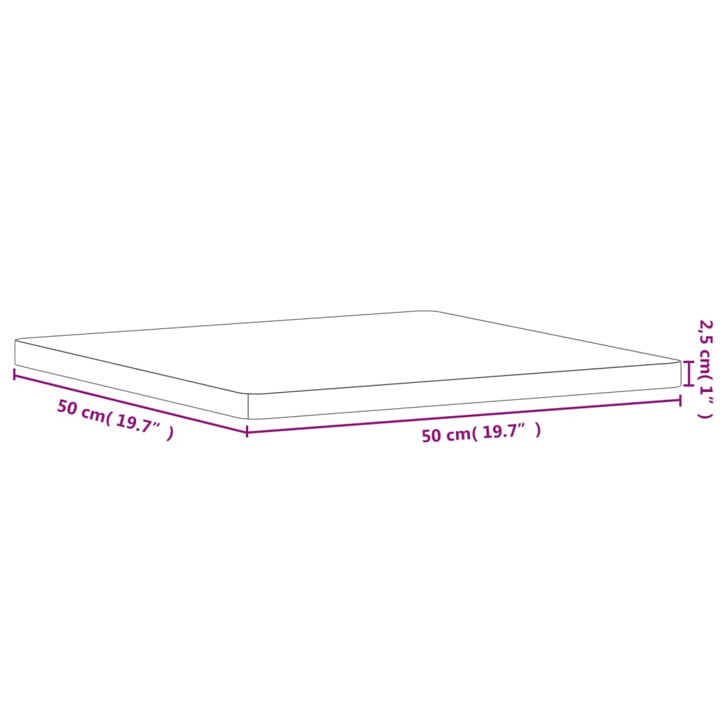 Tafelblad Vierkant 50X50X2,5 Cm Massief Beukenhout 50 x 50 x 2.5 cm Bruin