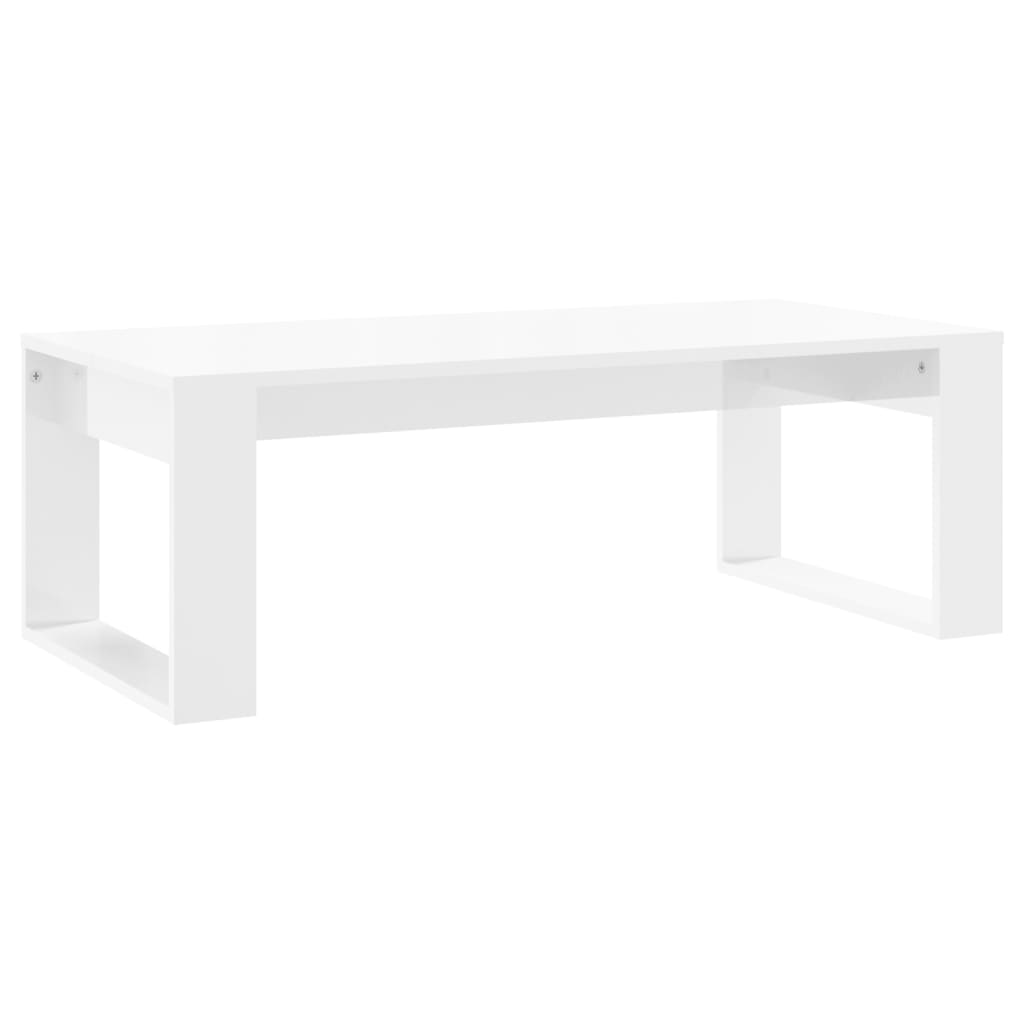 Salontafel 102X50X35 Cm Bewerkt Hout Hoogglans Wit Hoogglans wit