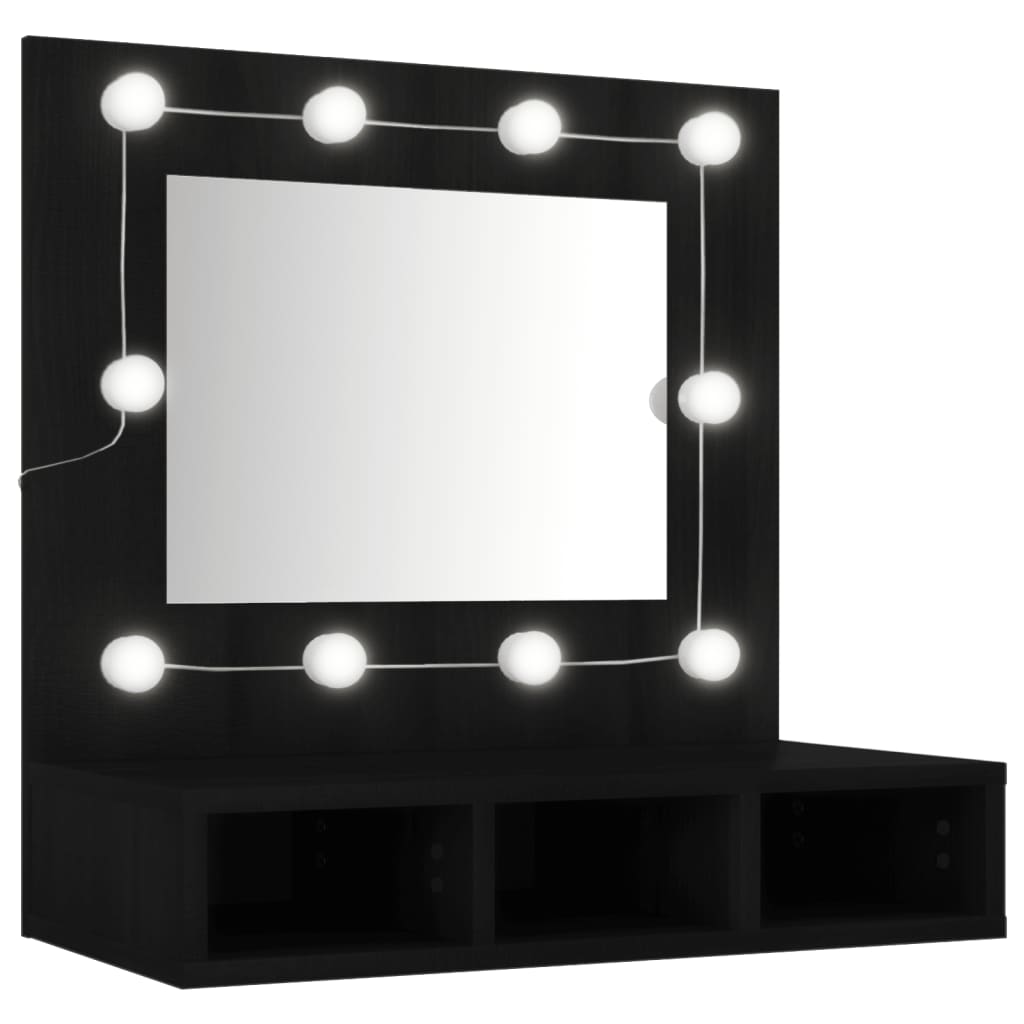 Spiegelkast met LED-verlichting 60x31,5x62 cm zwart