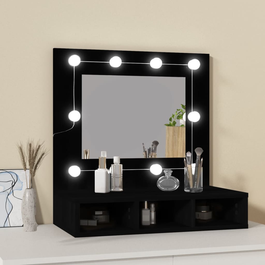 Spiegelkast met LED-verlichting 60x31,5x62 cm zwart