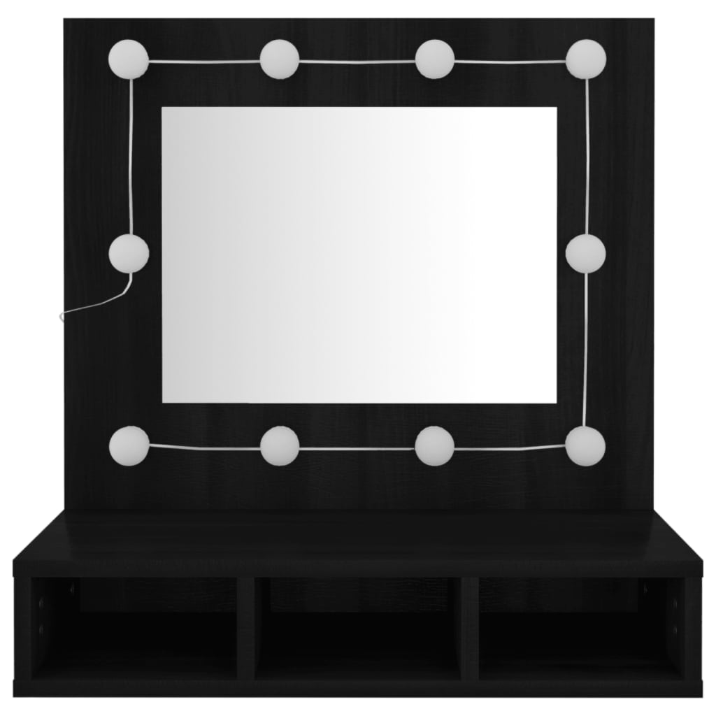 Spiegelkast met LED-verlichting 60x31,5x62 cm zwart