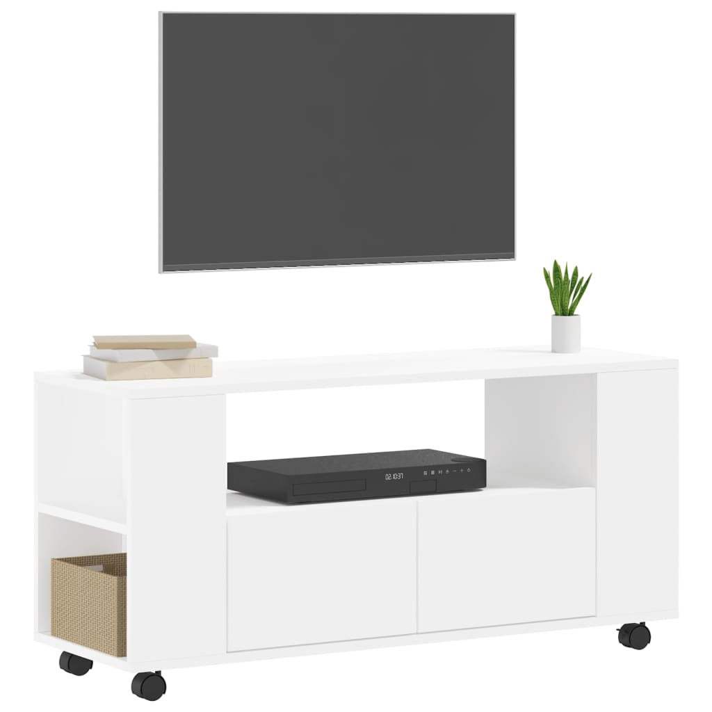 Tv-Meubel 102X34,5X43 Cm Bewerkt Hout Wit Wit