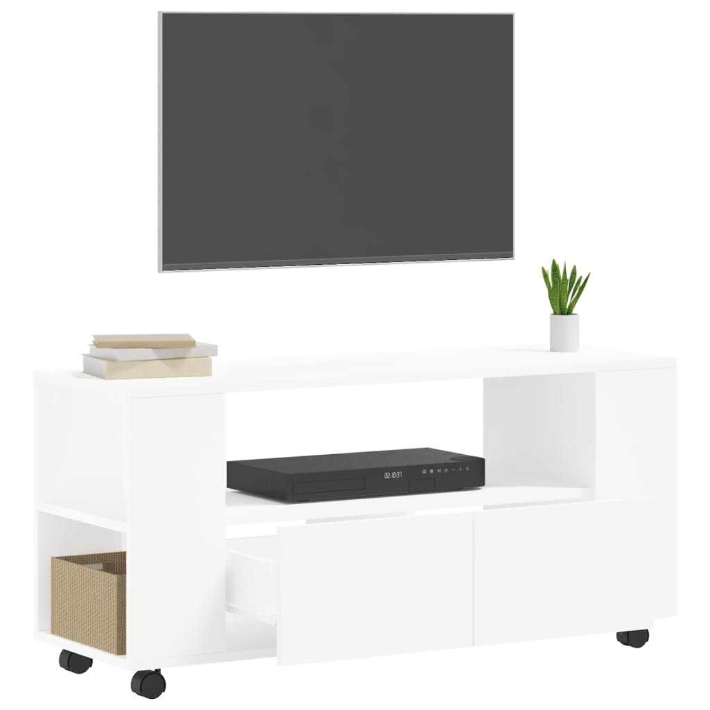 Tv-Meubel 102X34,5X43 Cm Bewerkt Hout Wit Wit