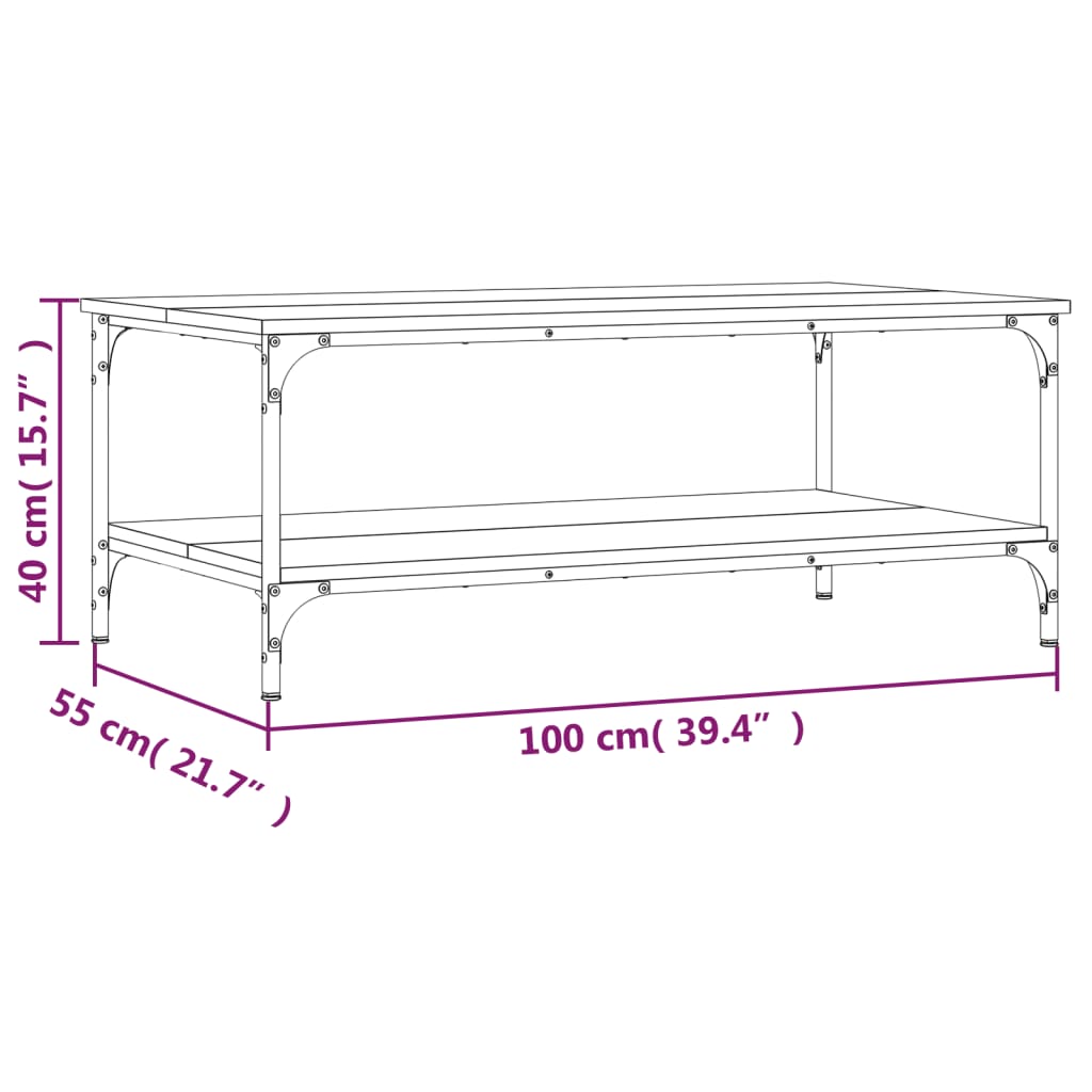 Salontafel 100X55X40 Cm Bewerkt Hout Zwart Zwart