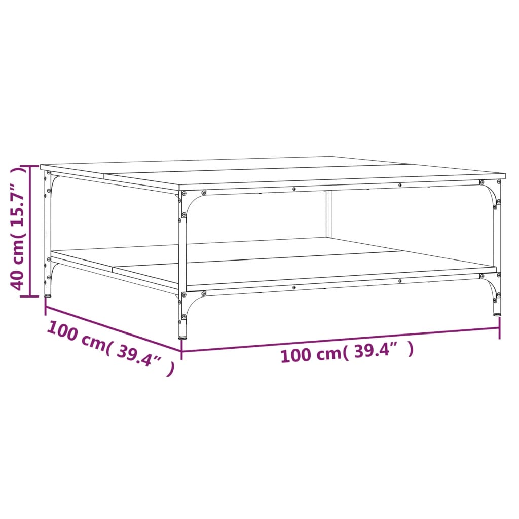 Salontafel 100X100X40 Cm Bewerkt Hout Zwart Zwart