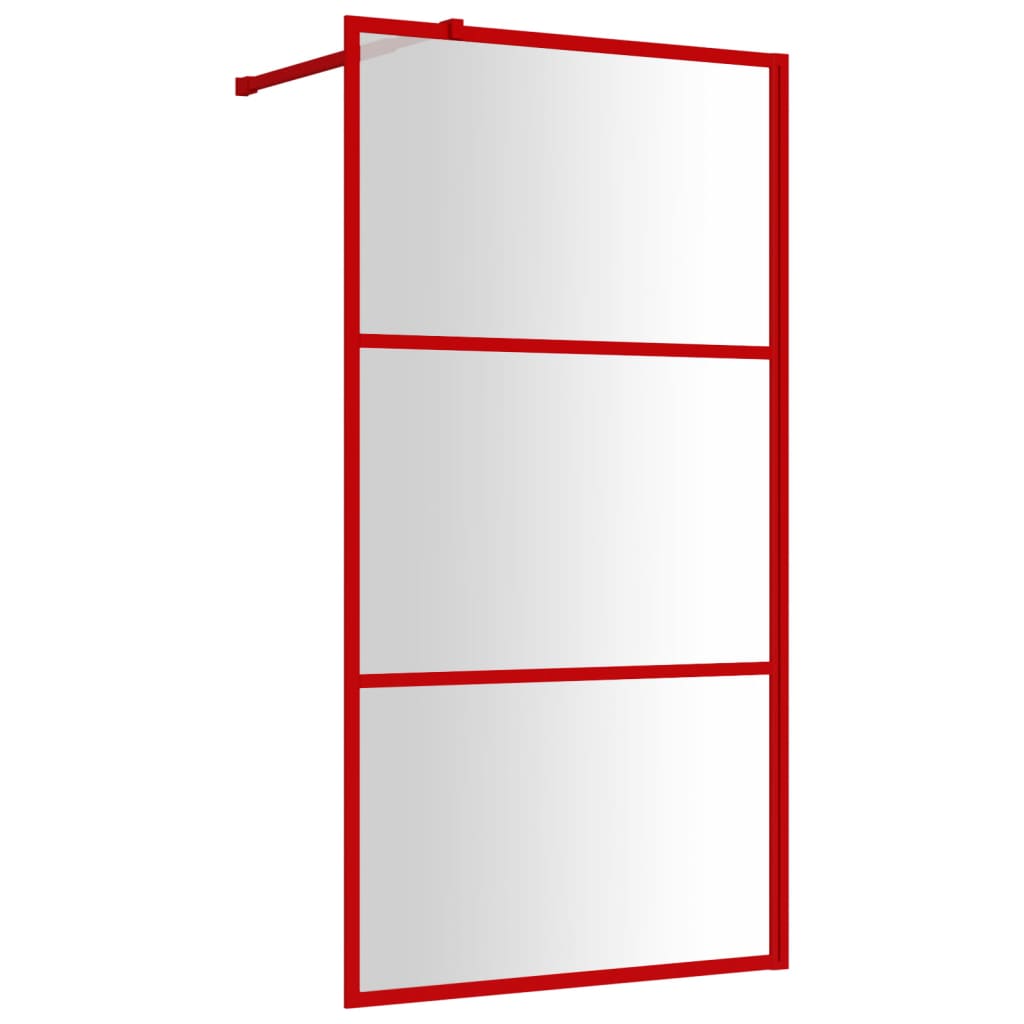 Inloopdouchewand Transparant 100X195 Cm Esg-Glas Rood 100 x 195 cm Doorzichtig