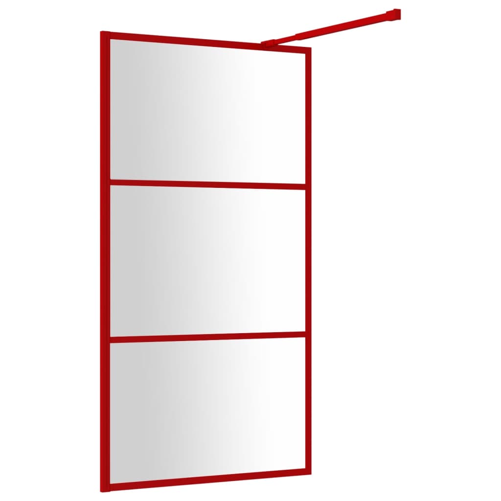 Inloopdouchewand Transparant 100X195 Cm Esg-Glas Rood 100 x 195 cm Doorzichtig