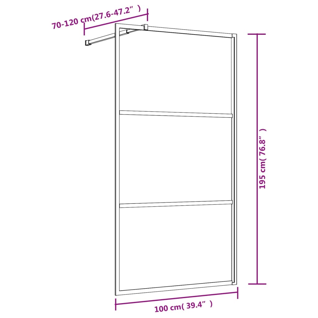 Inloopdouchewand Transparant 100X195 Cm Esg-Glas Rood 100 x 195 cm Doorzichtig